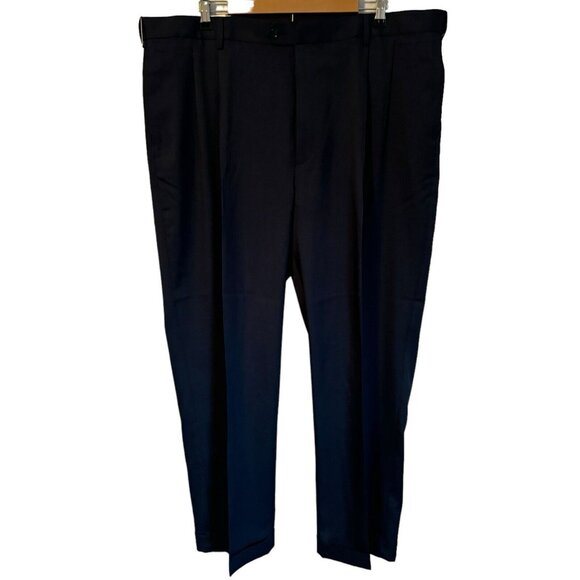 Savanne Other - Savanne Pleated Big And Tall Size 44/30 Navy Blue Expendable Waist Men Pants. NW